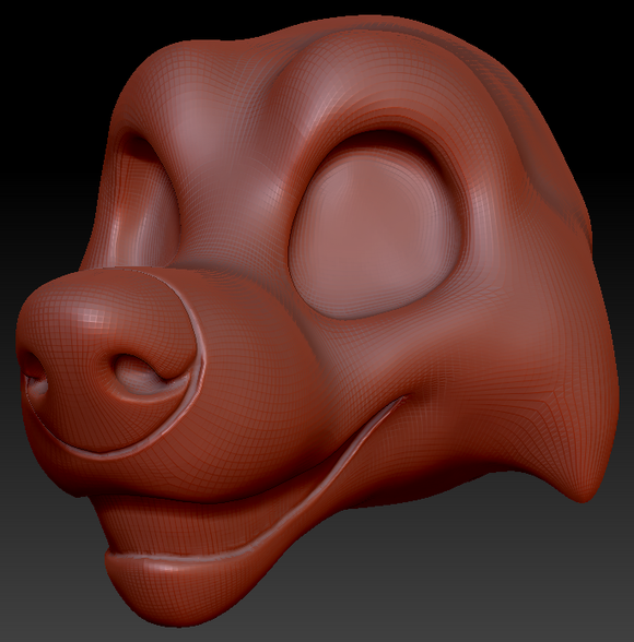 Gender Neutral Toony Large Canine Static Jaw Head Base Variant 1