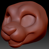 Feminine Toony Big Cat Static Jaw Head Base Variant 2