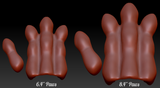 6.4" Wide Sergal/Reptile Small Foam Paw Set